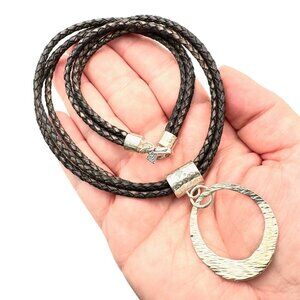 SILPADA Womens Necklace Black Leather Sterling Silver N1499 Retired
